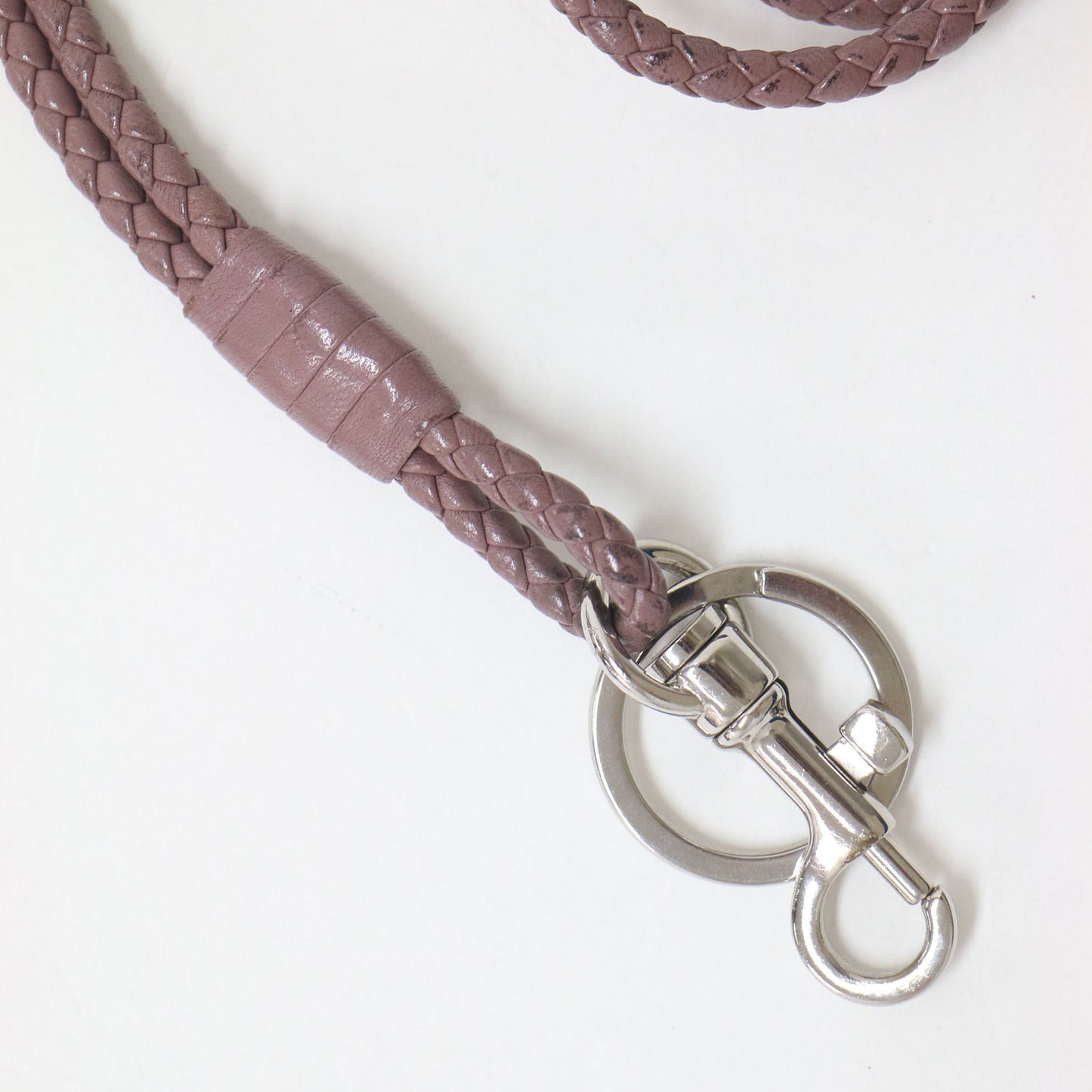 イントレチャート ロング ストラップ / ネックストラップ 編み込み レザー キーリング