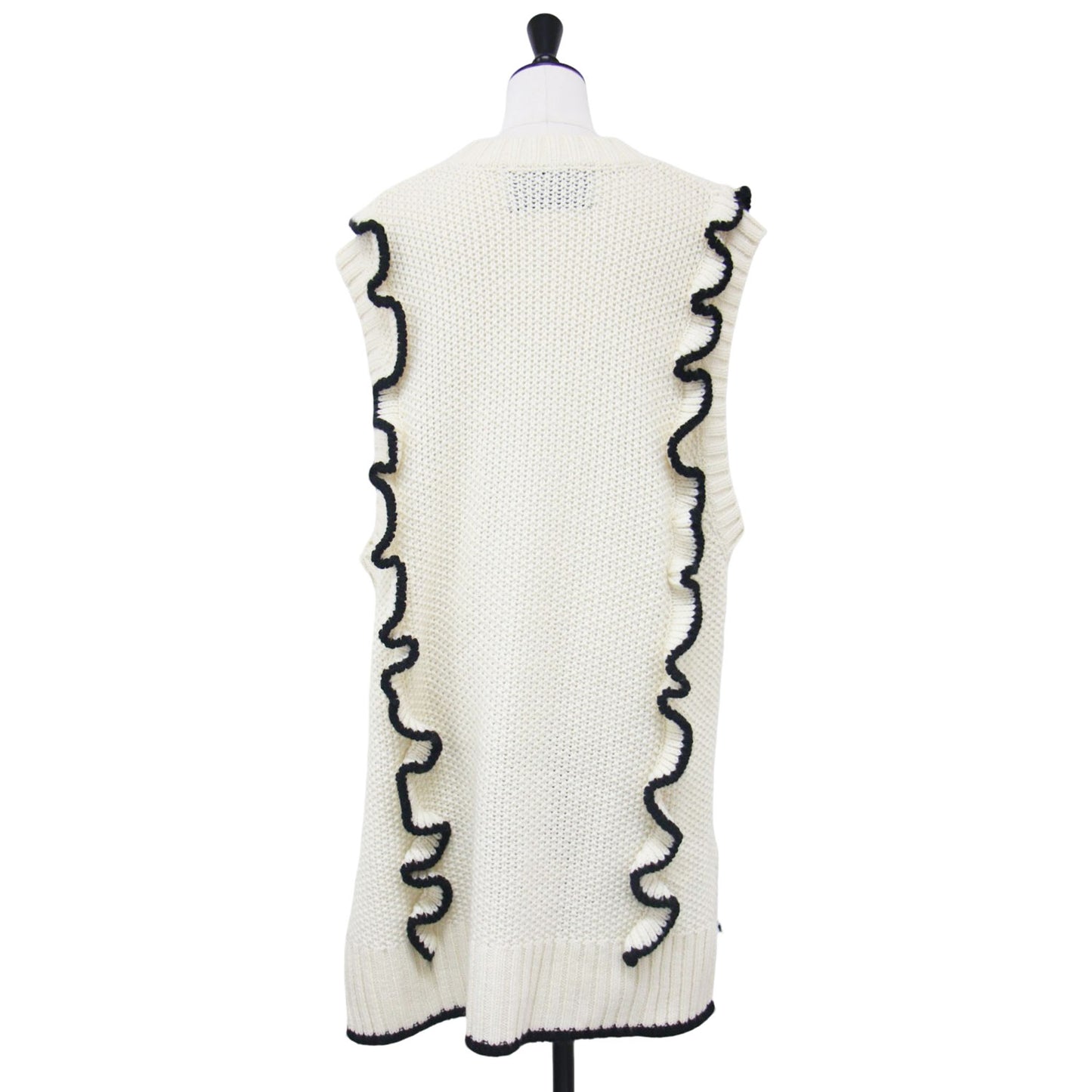 フリンジ ジレ / ニット ベスト フリル ラッフル ケーブル編み ウール