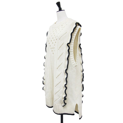 フリンジ ジレ / ニット ベスト フリル ラッフル ケーブル編み ウール