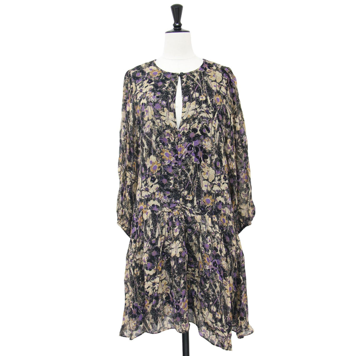 フラワープリント ミディ ワンピース / Botane Dress 長袖 花柄 ギャザー シフォン