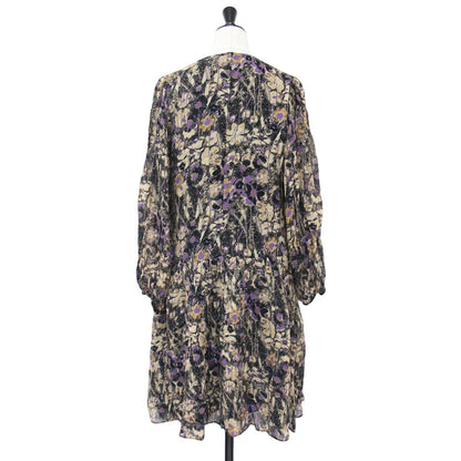 フラワープリント ミディ ワンピース / Botane Dress 長袖 花柄 ギャザー シフォン
