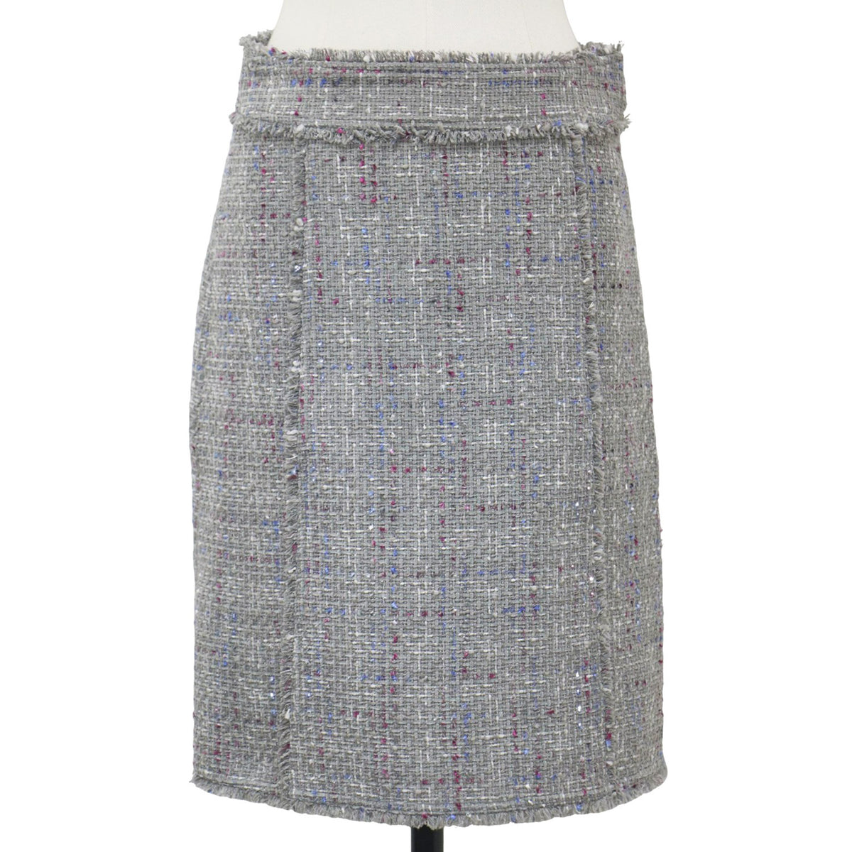 マルチ ツイード ミディ スカート / MULTI TWEE /HW MIDI SKIRT Aライン フリンジ コットン レーヨン