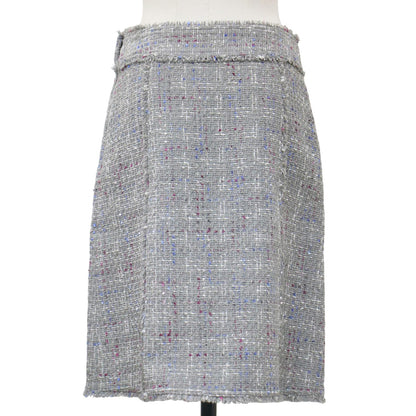 マルチ ツイード ミディ スカート / MULTI TWEE /HW MIDI SKIRT Aライン フリンジ コットン レーヨン