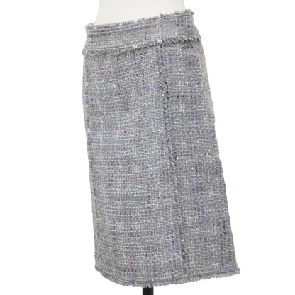 マルチ ツイード ミディ スカート / MULTI TWEE /HW MIDI SKIRT Aライン フリンジ コットン レーヨン