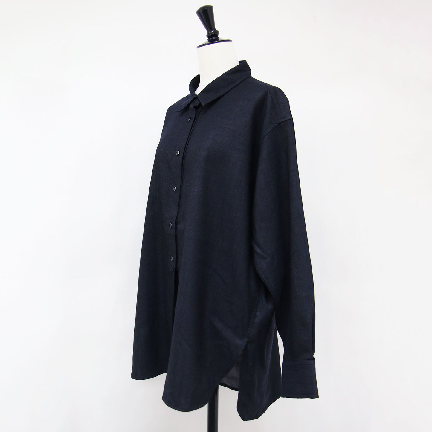 ウール シャンブレー シャツ / 長袖 デニムライク スリット