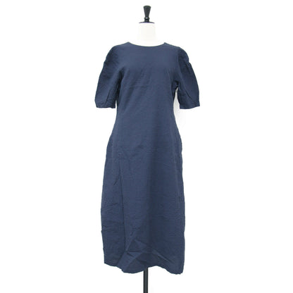 サッカー ギンガム デザイン ワンピース / 半袖 ロング丈 チェック フレア バックオープン コットン