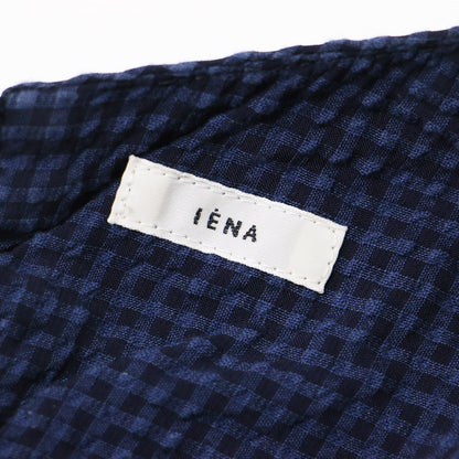 サッカー ギンガム デザイン ワンピース / 半袖 ロング丈 チェック フレア バックオープン コットン