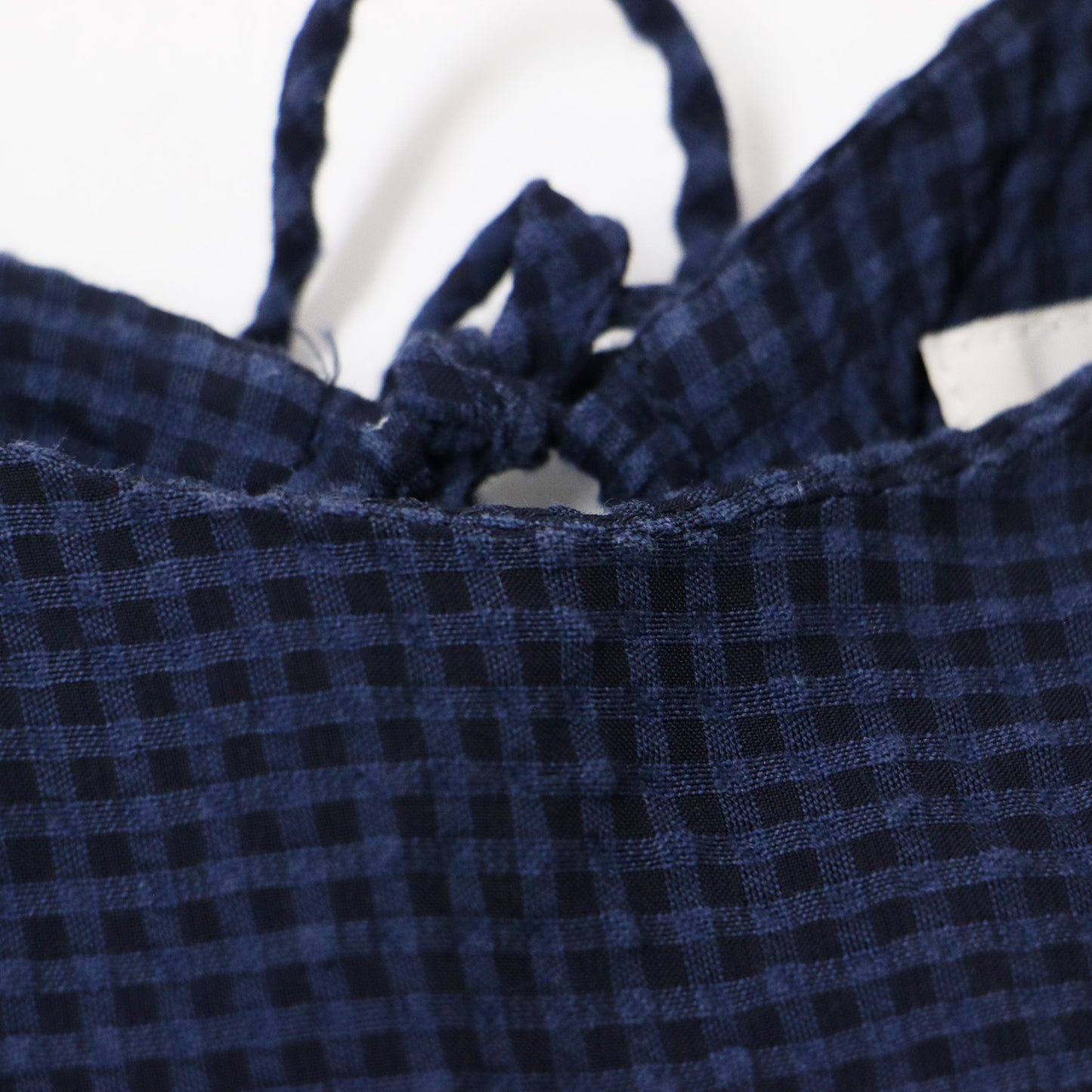 サッカー ギンガム デザイン ワンピース / 半袖 ロング丈 チェック フレア バックオープン コットン