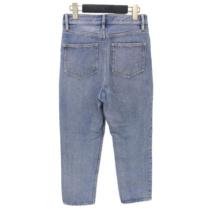 24秋冬 スリム クロップド デニム パンツ / テーパード ハイウエスト コットン