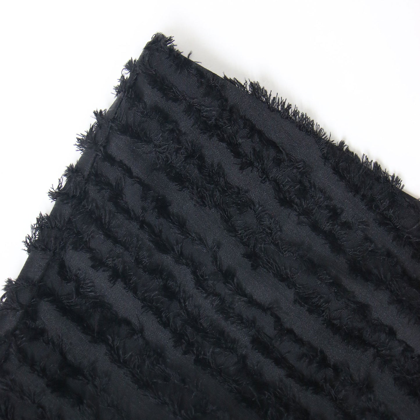 24春夏 タック ボリューム シャギー フレア ロング スカート /  ギャザー フリンジ ジャガード