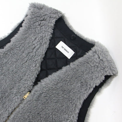 × UNITED ARROWS 別注 23秋冬 ボア ライナー / フェイクファーベスト Vネック ジップ ウール