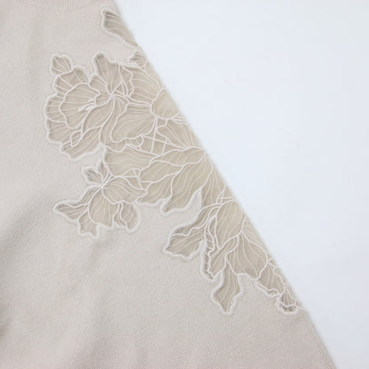 23秋冬 エンブロイダリー ニット プルオーバー / 長袖 ドルマンスリーブ 刺繍 花柄
