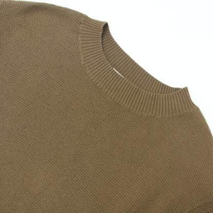 鹿の子 クルーネック セーター / ニット 長袖 クロックエンブレム スリット コットン