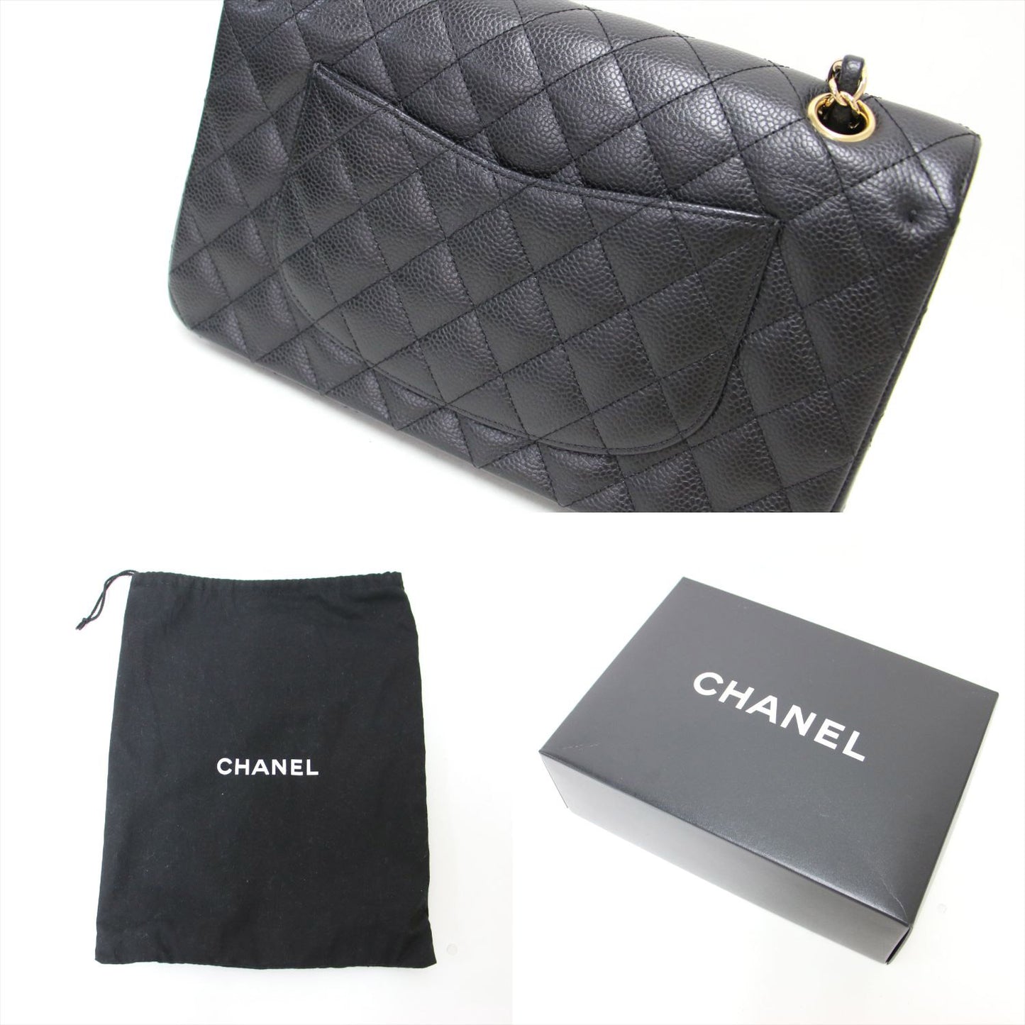 マトラッセ25 キャビアスキン チェーン ショルダーバッグ(A01112) / Wフラップ 2WAY レザー