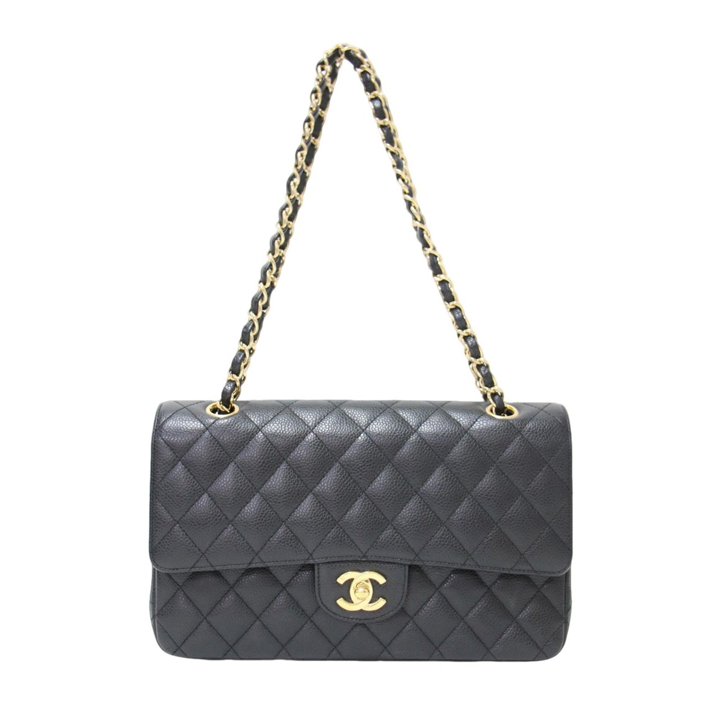 マトラッセ25 キャビアスキン チェーン ショルダーバッグ(A01112) / Wフラップ 2WAY レザー