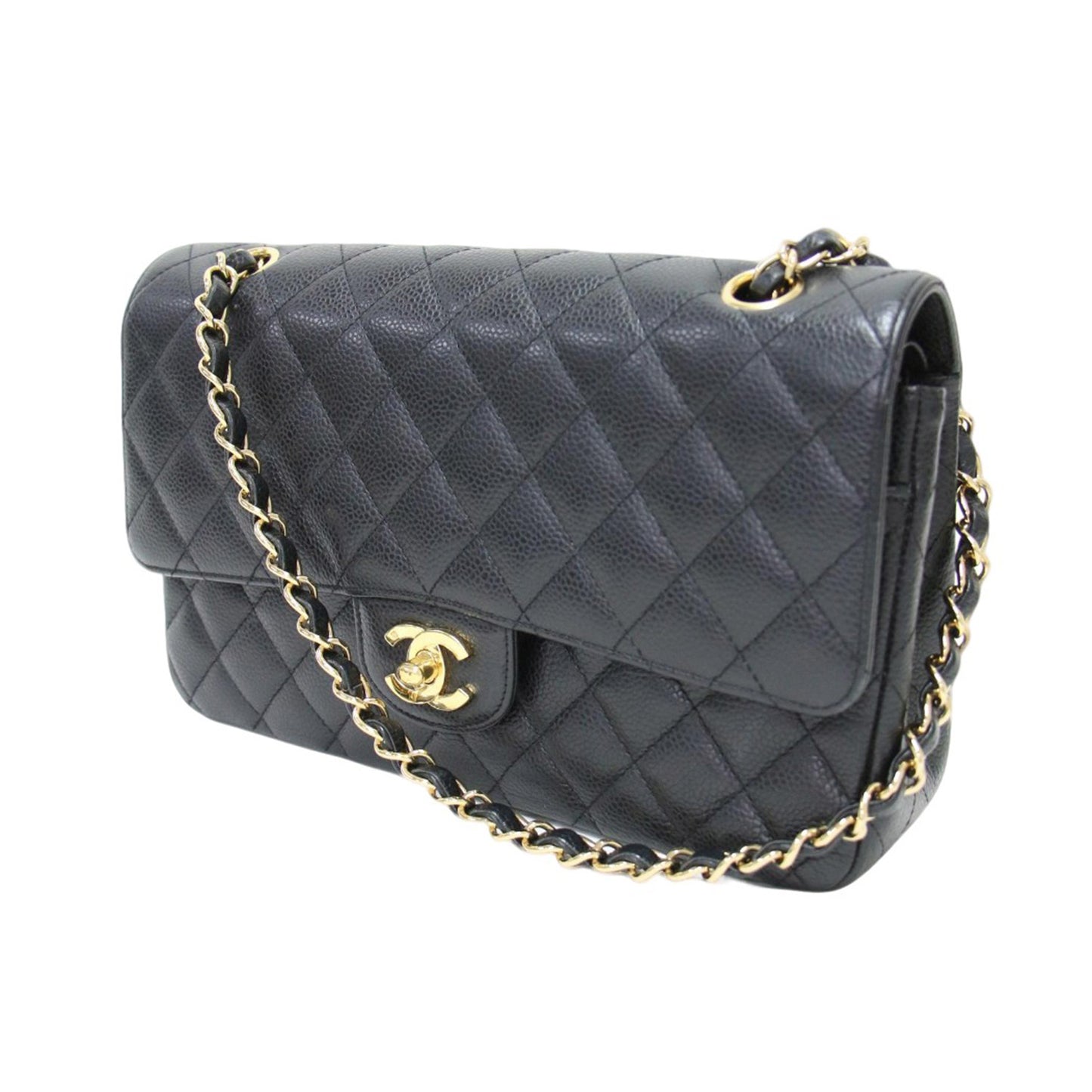 マトラッセ25 キャビアスキン チェーン ショルダーバッグ(A01112) / Wフラップ 2WAY レザー