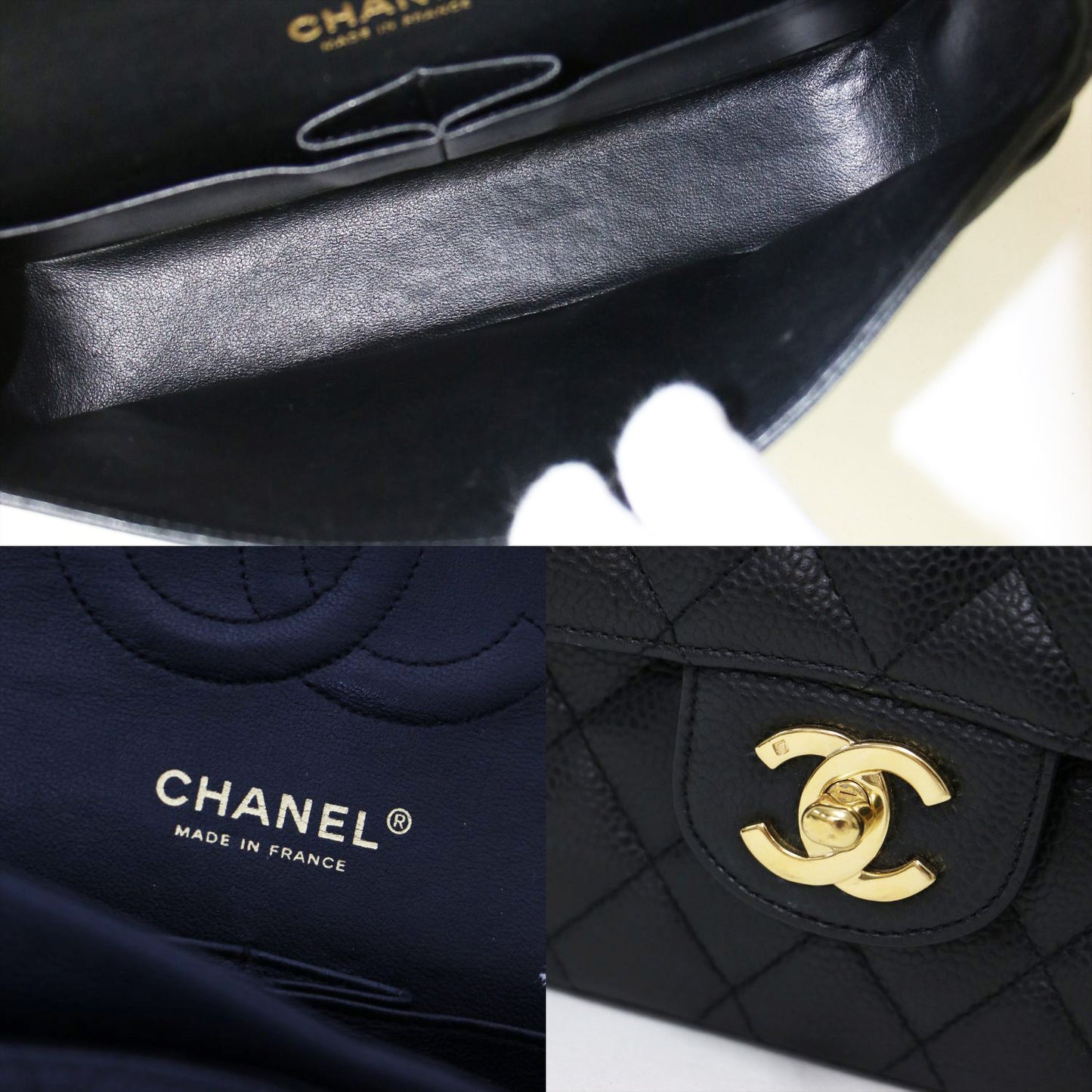 マトラッセ25 キャビアスキン チェーン ショルダーバッグ(A01112) / Wフラップ 2WAY レザー