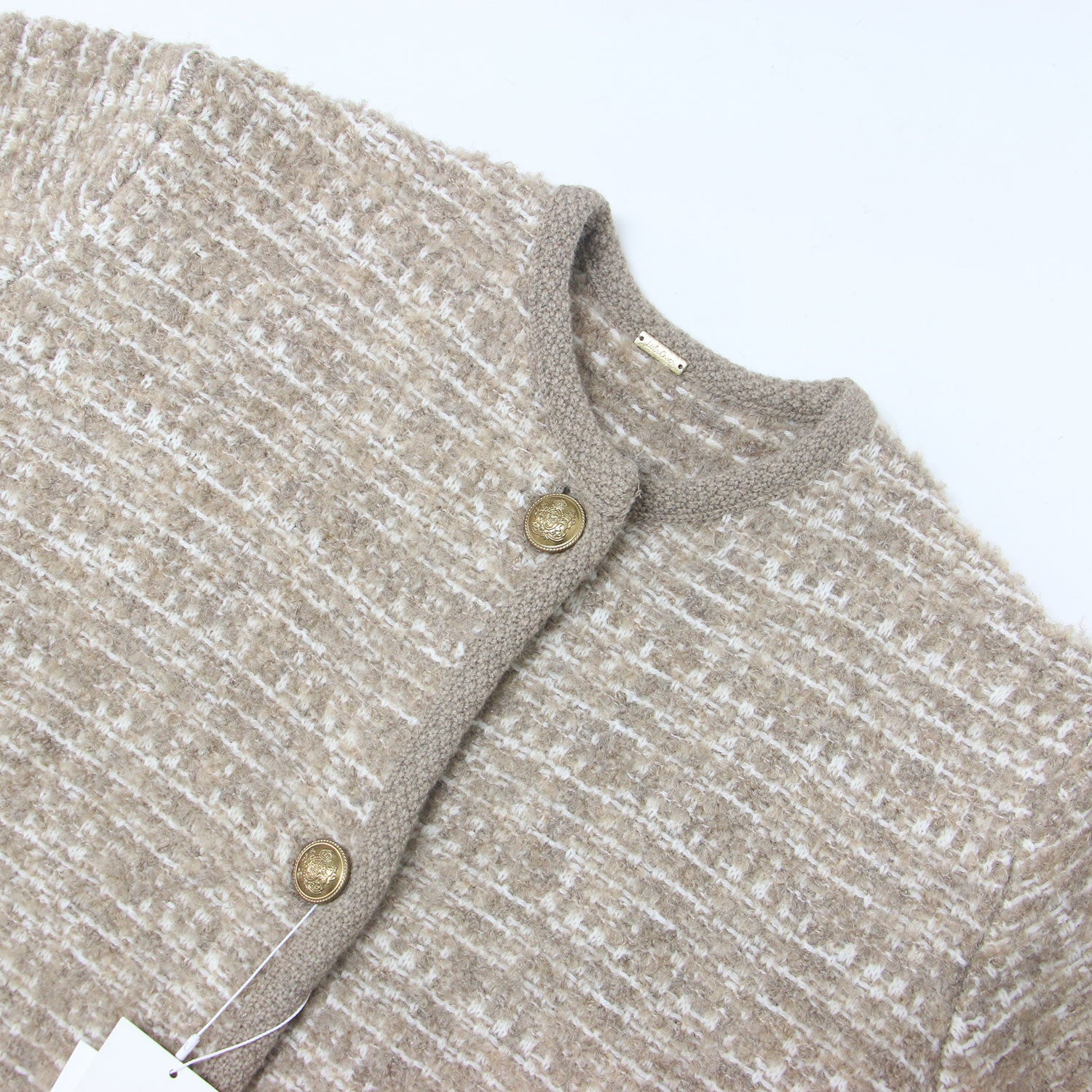 Mila Owen (ミラ オーウェン) 24秋冬 金釦 短丈 ツイード ニット