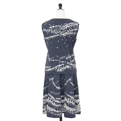 ニット スカート セットアップ / ノースリーブ ミディ丈 フレア Aライン 総柄 ウエストゴム仕様