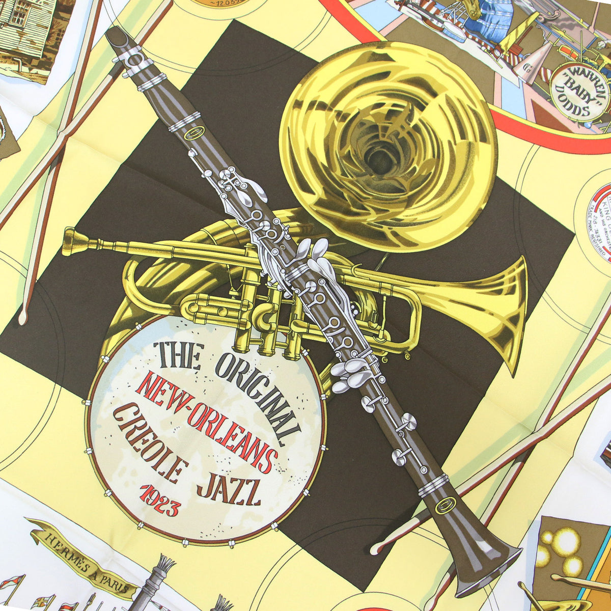カレ 90 シルク スカーフ / THE ORIGINAL NEW ORLEANS CREOLE JAZZ 1923 ジャズ 大判 正方形
