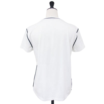 ネコ ビジュー ショートスリーブ Tシャツ / カットソー 半袖 クルーネック ライン アップリケ ワッペン ロゴ コットン
