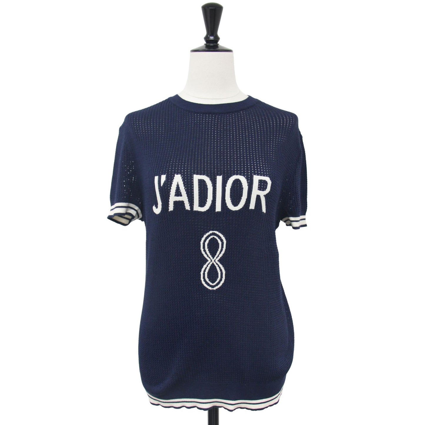 J'ADOIR メッシュ編み 半袖 ニット / クルーネック ロゴ プルオーバー コットン シルク イタリア製