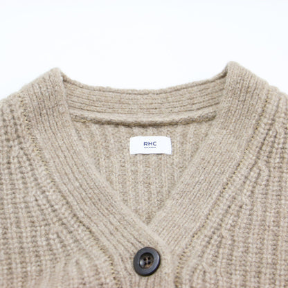 RHC 畦編み Vネック カーディガン / ニット 長袖 ローゲージ ウール