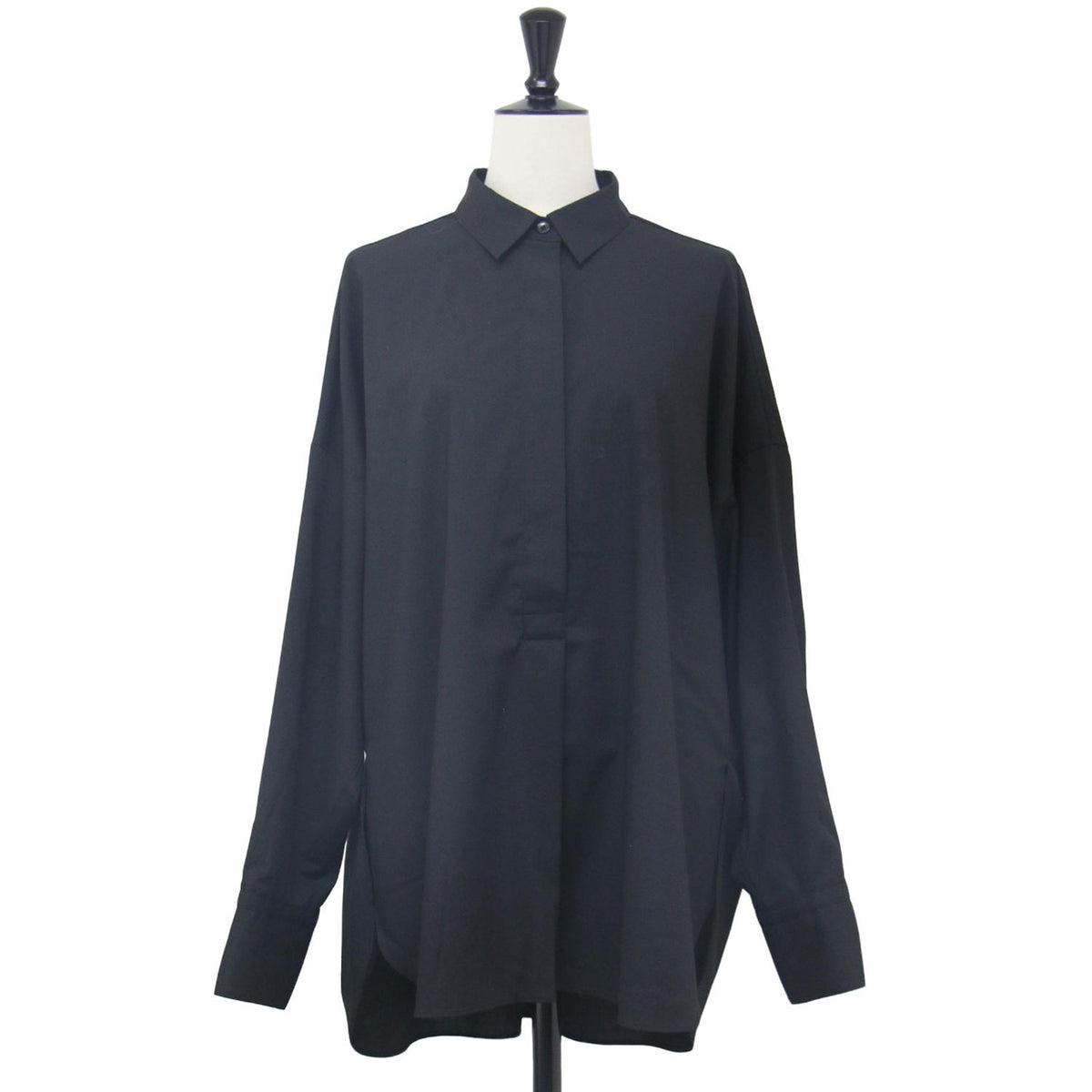 24春夏 ストレッチ スキッパー シャツ / 長袖 サイドスリット レーヨン