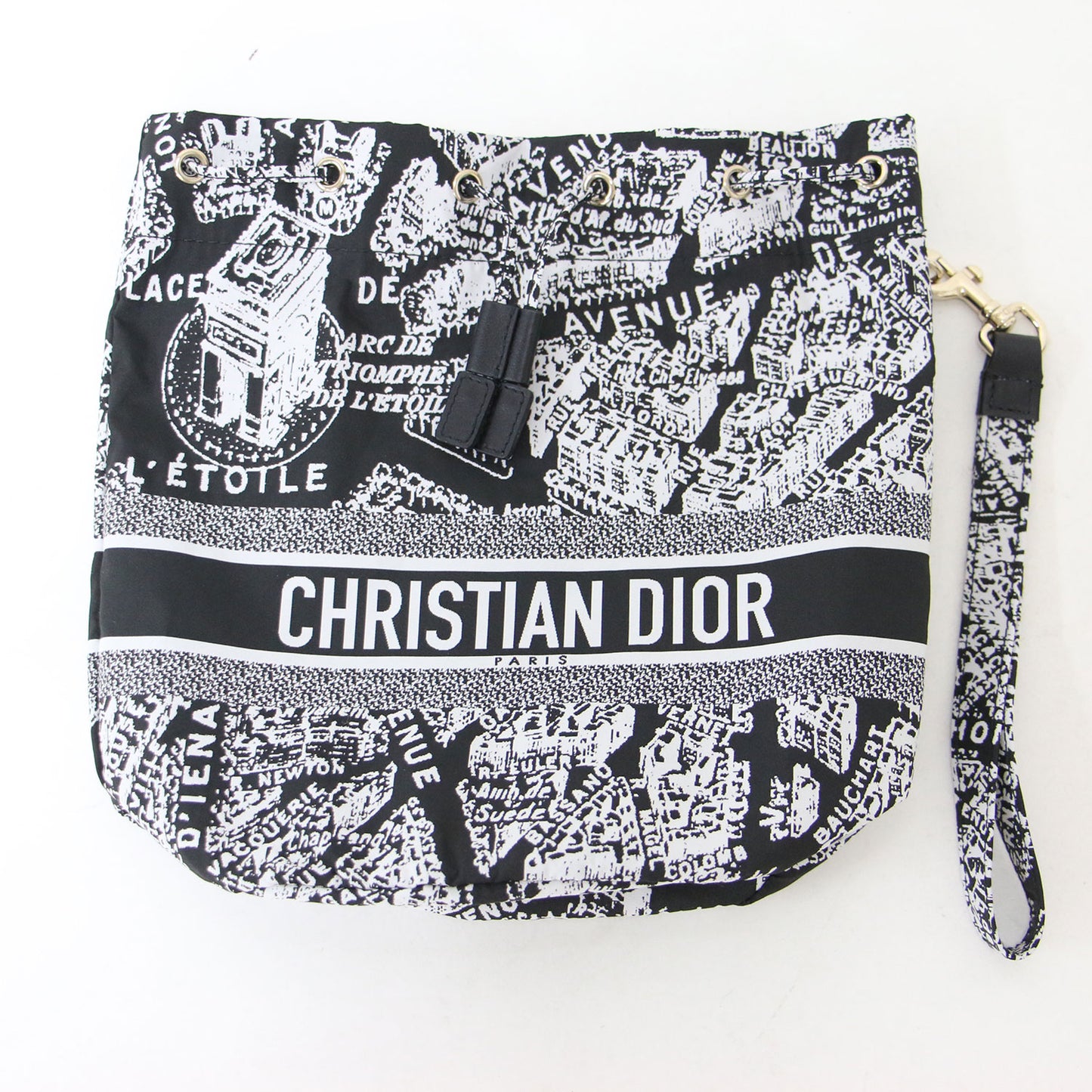 プラン ドゥ パリ トラベル ポーチ / 巾着型 ストラップ付 ロゴ ジャガード