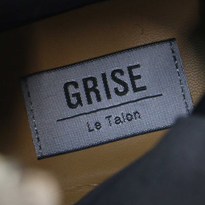 GRISE 6cm レザー オブリークフィット ショート ブーツ / 太ヒール パイソン柄 型押し