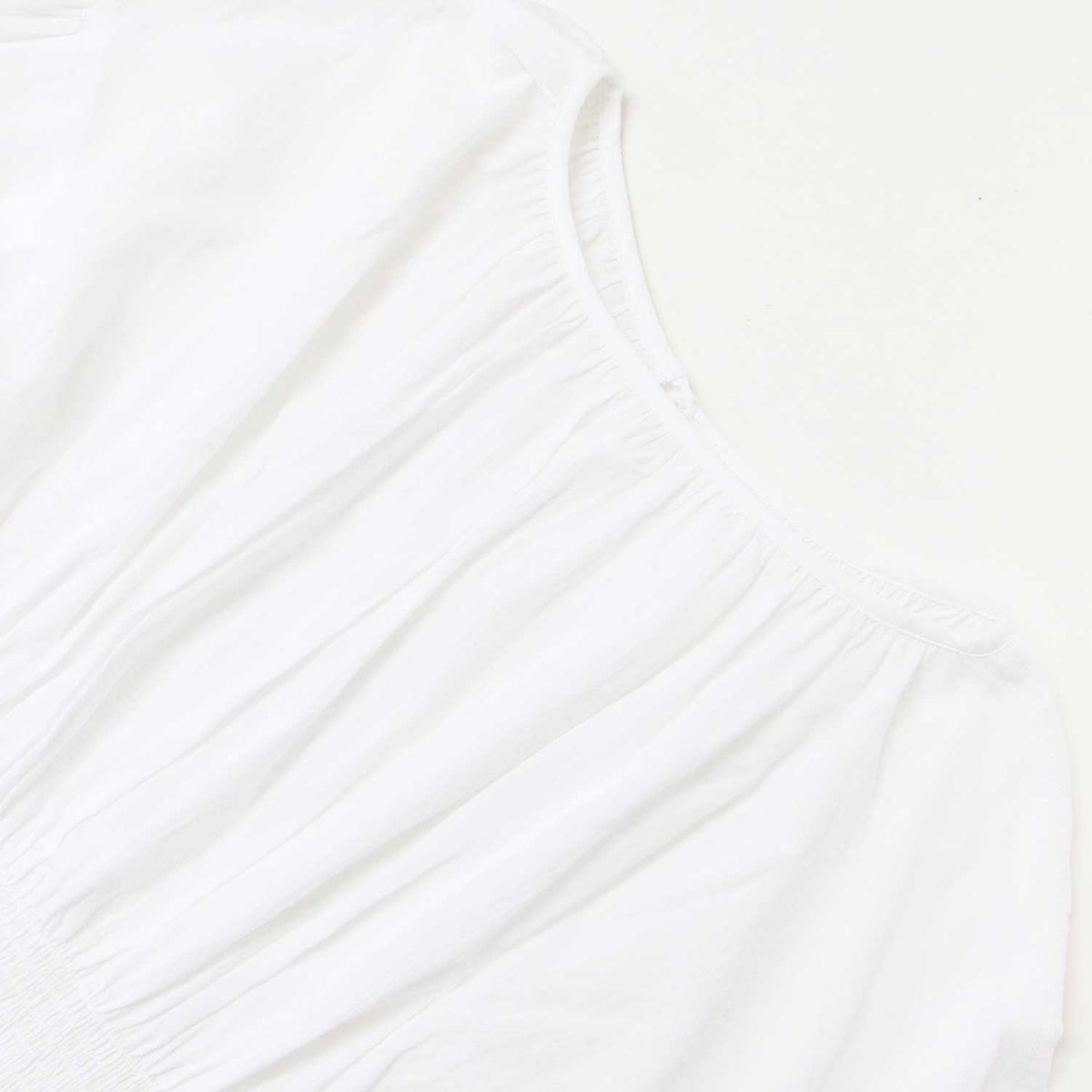 バックリボン ギャザー ワンピース / ロング丈 長袖 2WAY シャーリング コットン