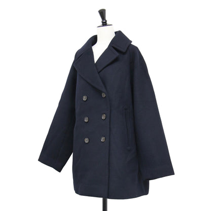 Primary Navy Label ウール メルトン ピーコート / ミドル丈 ラグランスリーブ オーバーサイズ