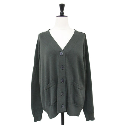Primary NavyLabel Vネック ショート カーディガン / 長袖 ニット ウォッシャブル ウール