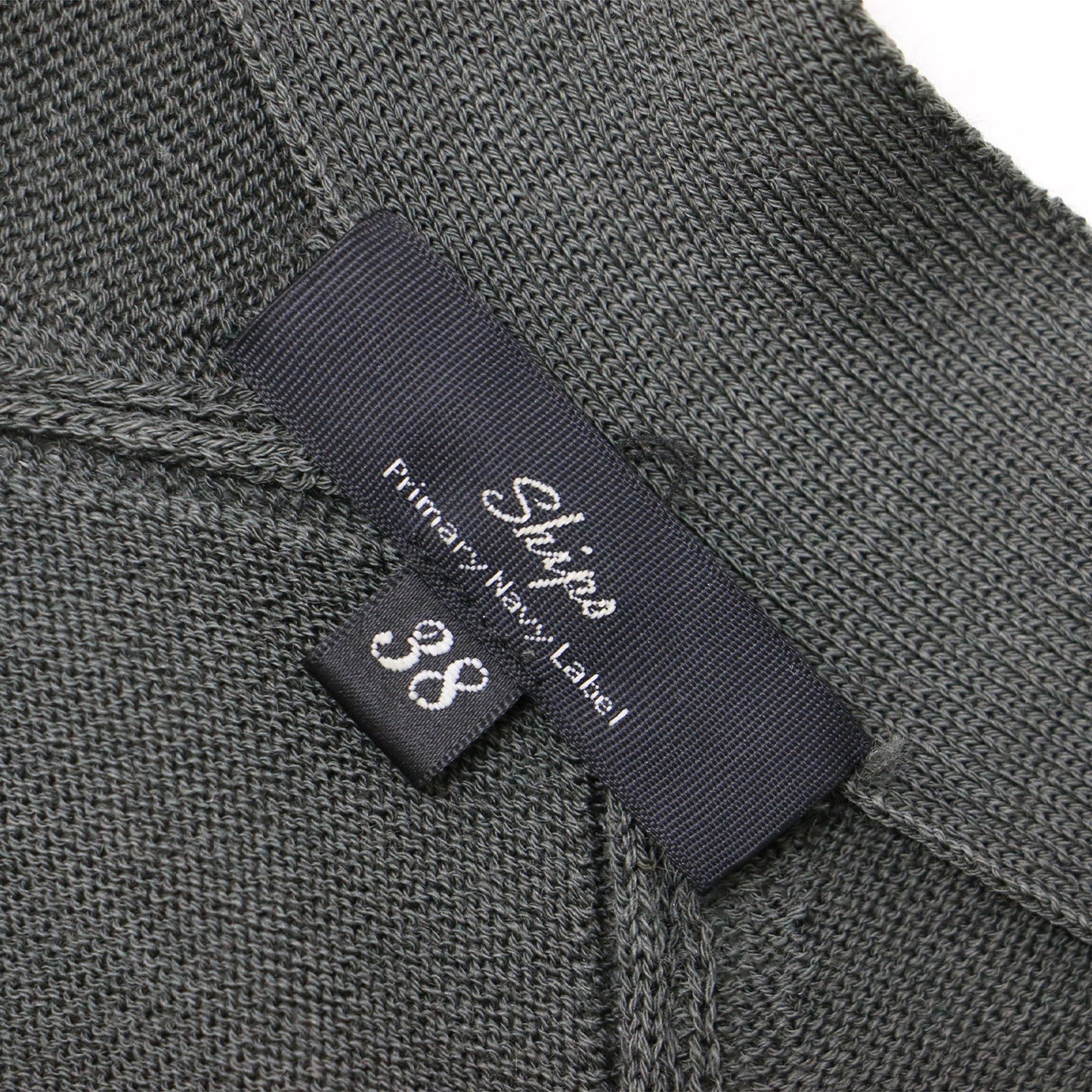 Primary NavyLabel Vネック ショート カーディガン / 長袖 ニット ウォッシャブル ウール