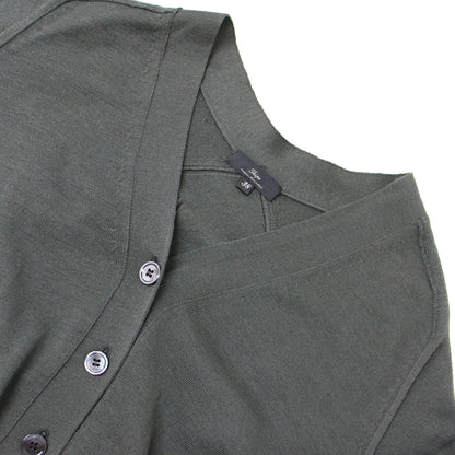 Primary NavyLabel Vネック ショート カーディガン / 長袖 ニット ウォッシャブル ウール