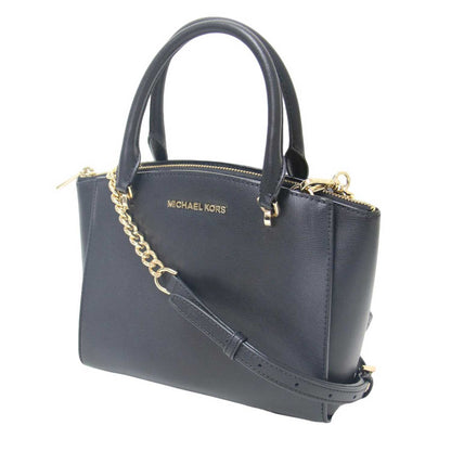 2WAY レザー ハンドバッグ / ショルダーバッグ チェーンショルダー ロゴ ゴールド金具