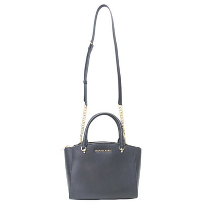 2WAY レザー ハンドバッグ / ショルダーバッグ チェーンショルダー ロゴ ゴールド金具