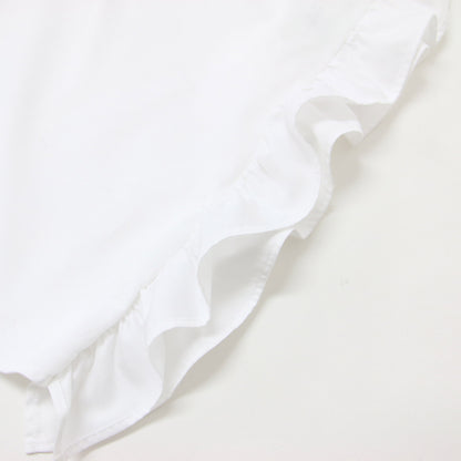 コットン フリル付き 半袖 シャツ / ブラウス フレンチスリーブ