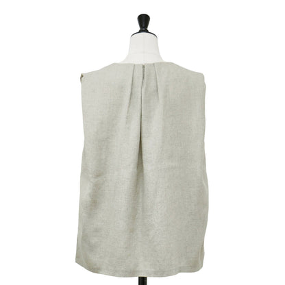 タック ノースリーブ ブラウス / リネンライク ドライタッチ ウォッシャブル