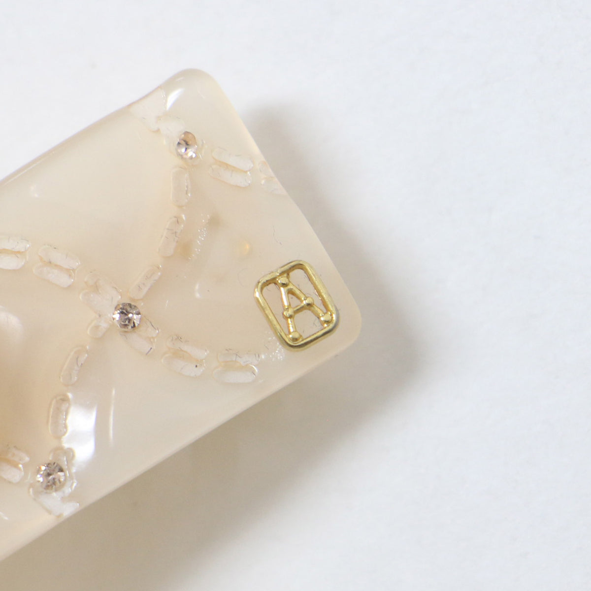 リボン キルティングモチーフ バレッタ / ヘアアクセサリー クリスタル ラインストーン