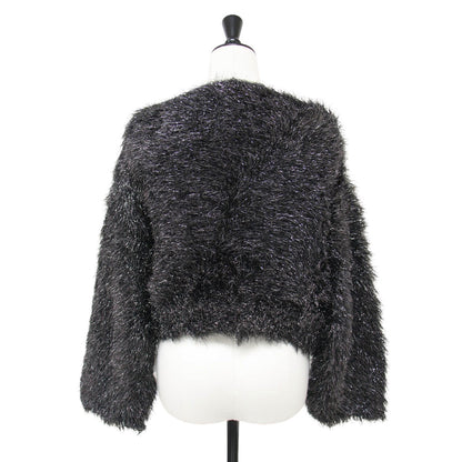 24秋冬 ショート ラメ ニット / 長袖 シャギー メタリック ナイロン