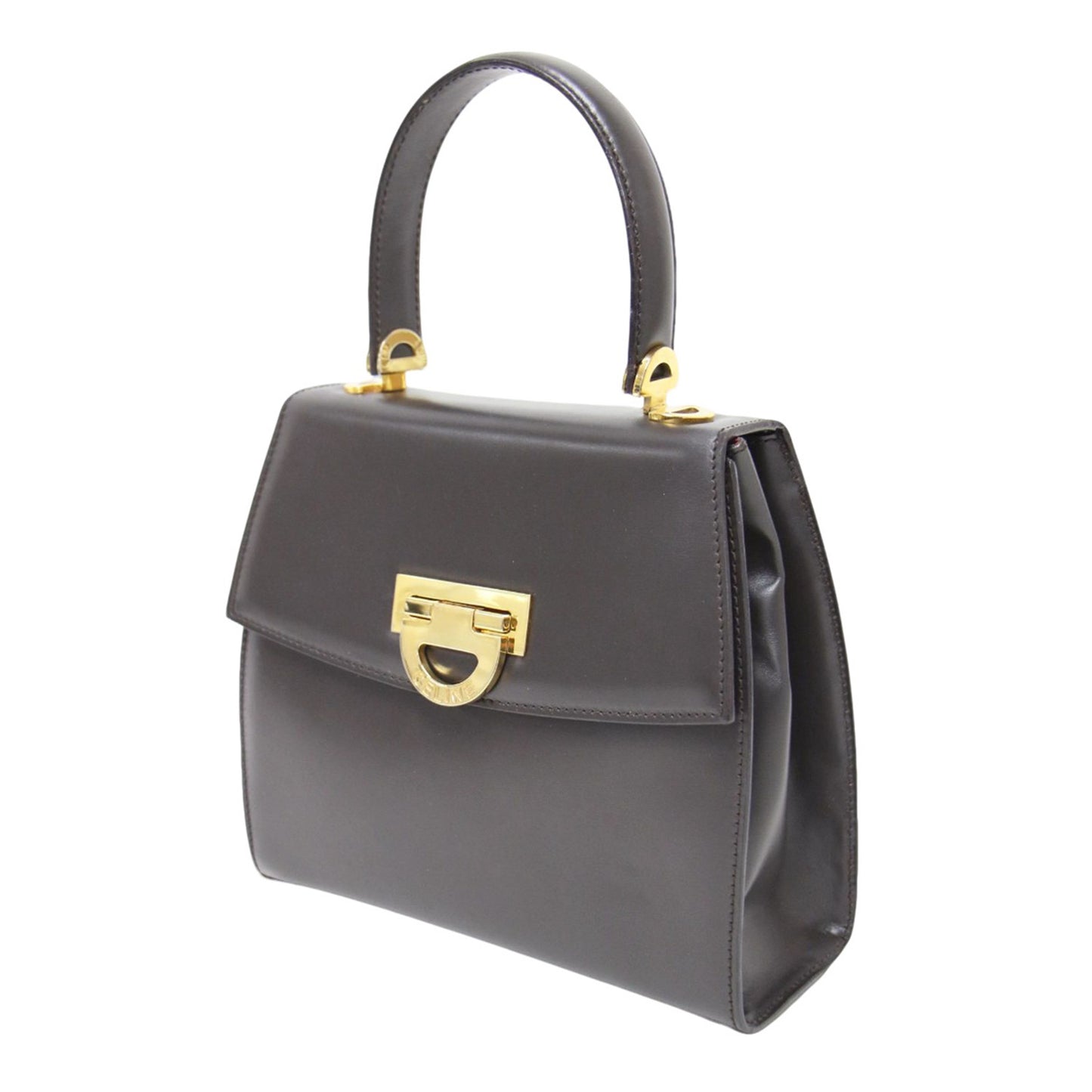 サークル ロゴ ハンドバッグ / トップハンドル フラップ レザー ゴールド金具 ヴィンテージ