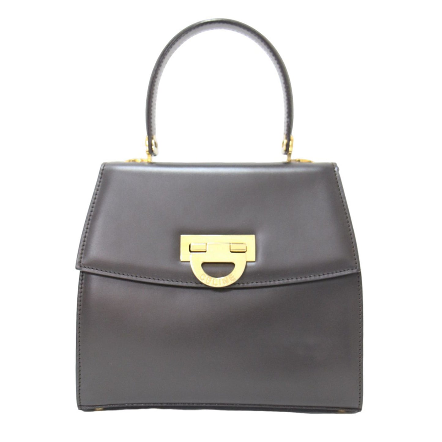 サークル ロゴ ハンドバッグ / トップハンドル フラップ レザー ゴールド金具 ヴィンテージ