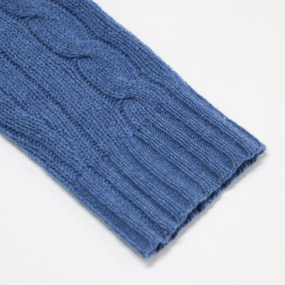 ポニー 刺繍 ケーブルニット / プルオーバー 長袖 Vネック コンパクト ロゴ ハイゲージ ウール カシミヤ