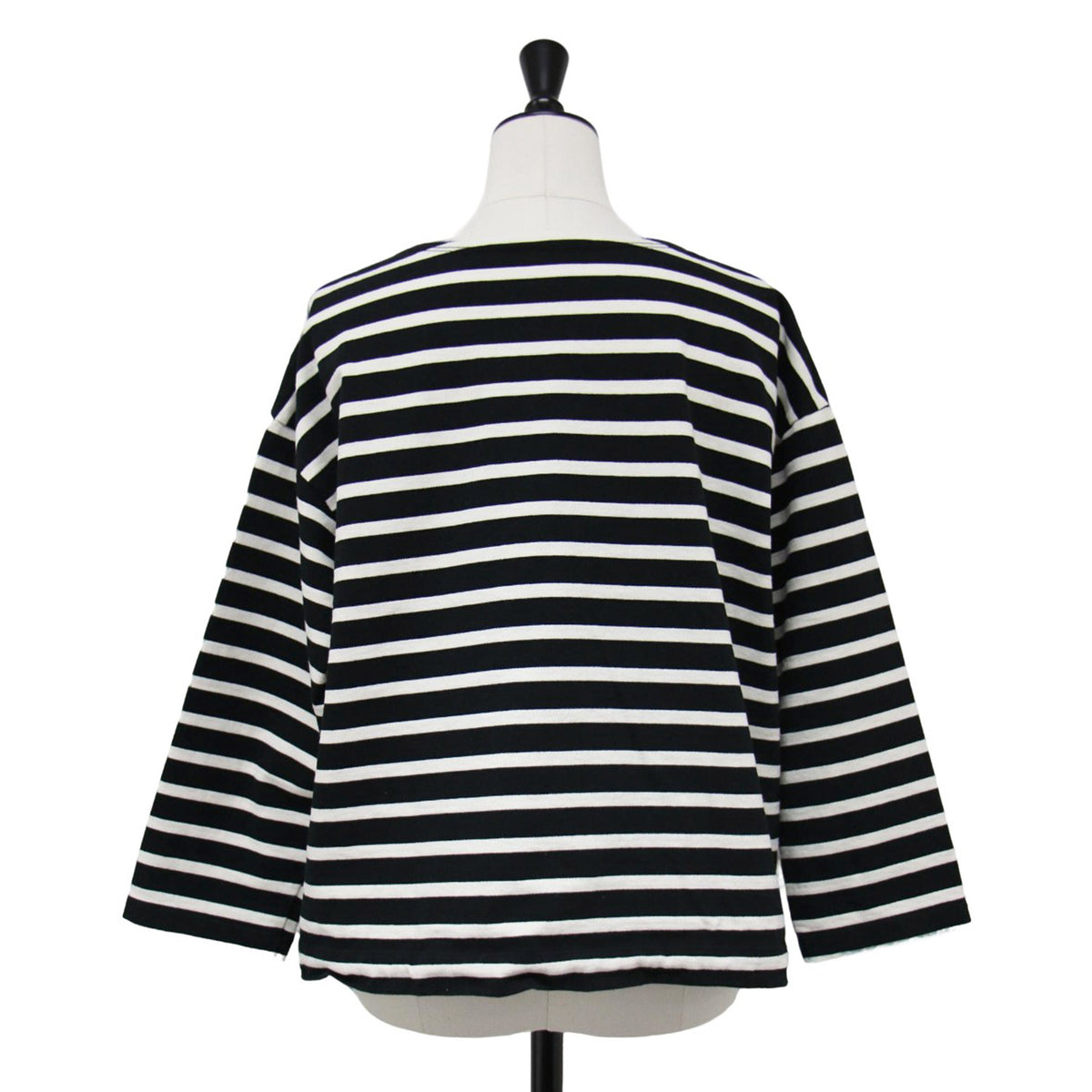 ボーダー クルーネック ロングスリーブ カットソー / Tシャツ 長袖 ワイド コットン
