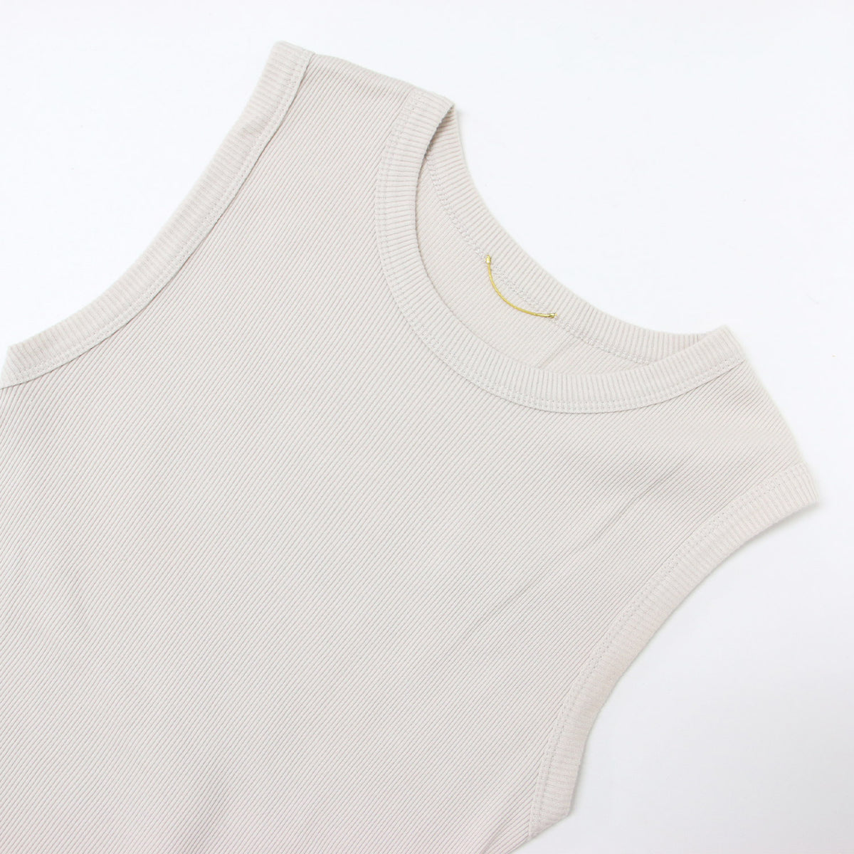 sleeveless プルオーバー / タンクトップ ノースリーブ クルーネック リブ コットン