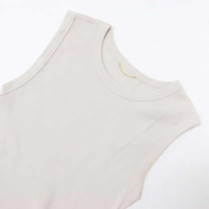 sleeveless プルオーバー / タンクトップ ノースリーブ クルーネック リブ コットン