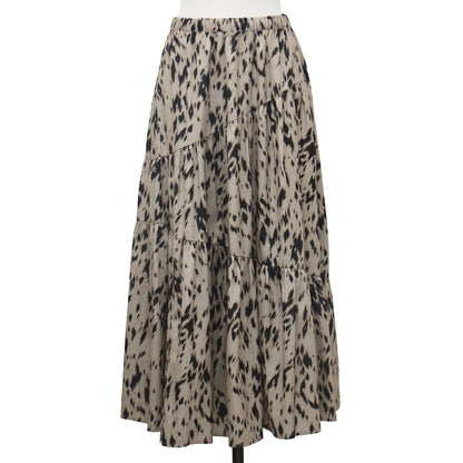 アニマルプリント ティアード スカート / ロング丈 フレア 総柄 ウエストゴム