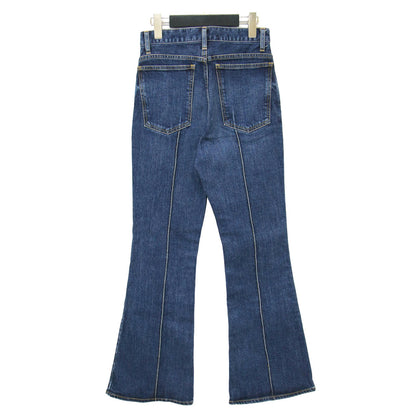 ピンタック フレア デニム パンツ / ブーツカット センターライン ストレッチ コットン