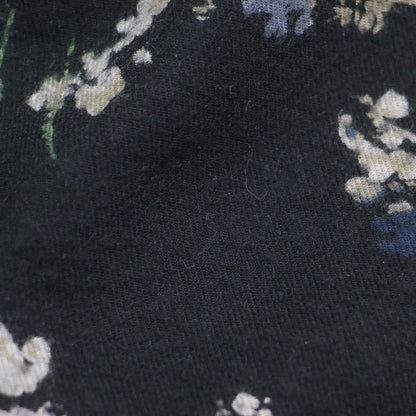 コットン フランネル フラワープリント ブラウス / プルオーバー 長袖 クルーネック ワイド ドロップショルダー